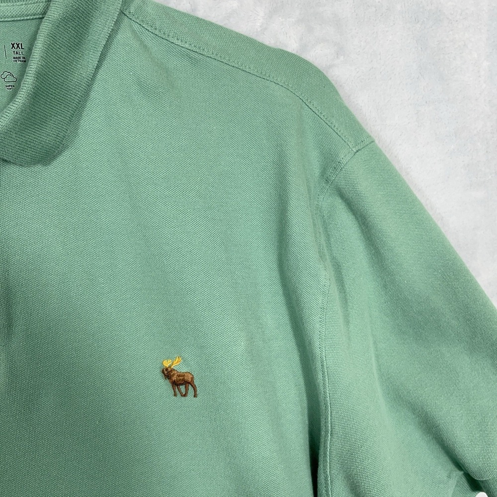 Abercrombie & Fitch Mens XXL Tall Polo Shirt Green Dont Sweat It - Picture 3 of 11